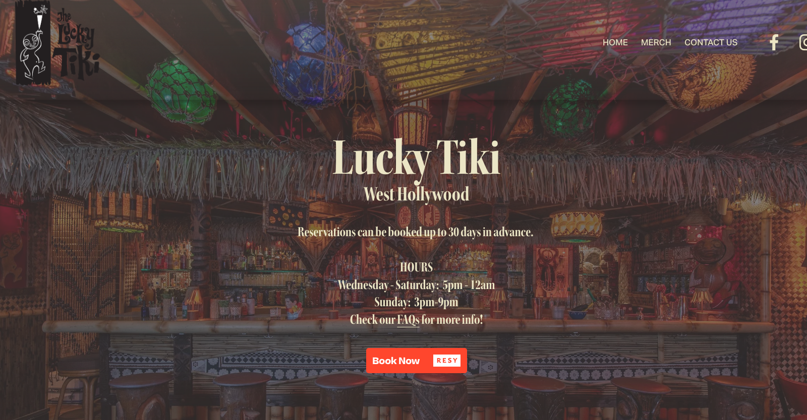 Tiki-themed bar with colorful hanging lanterns and thatched decor.