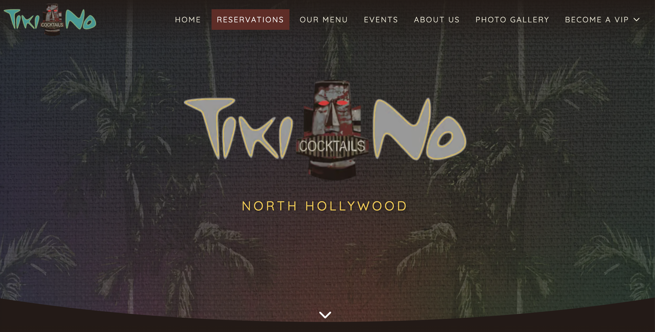 Tiki No logo with palm trees; North Hollywood text below
