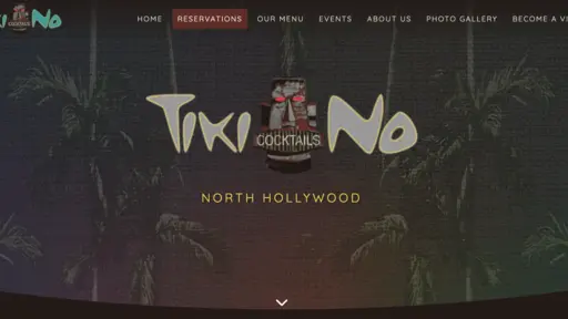 Tiki No logo with palm trees; North Hollywood text below